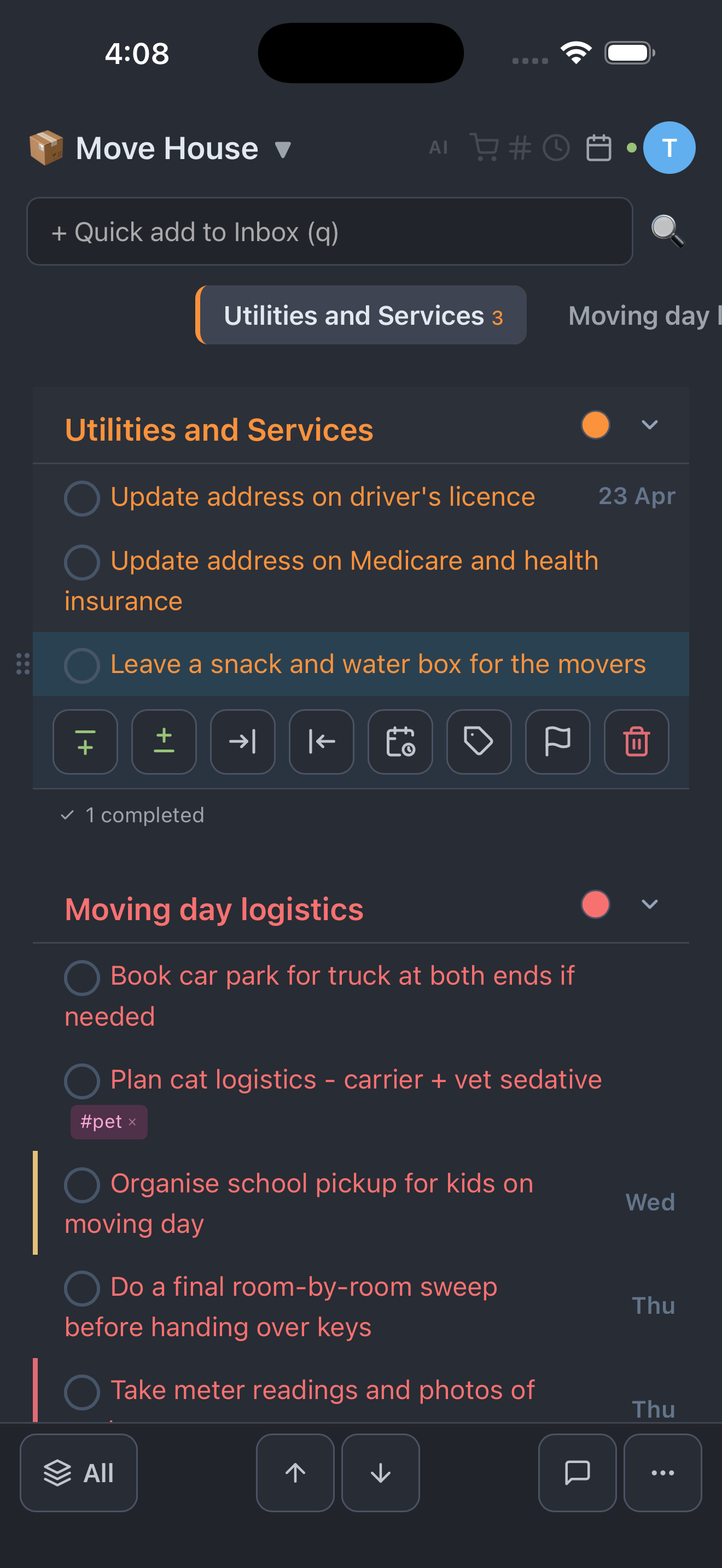 Inline actions
