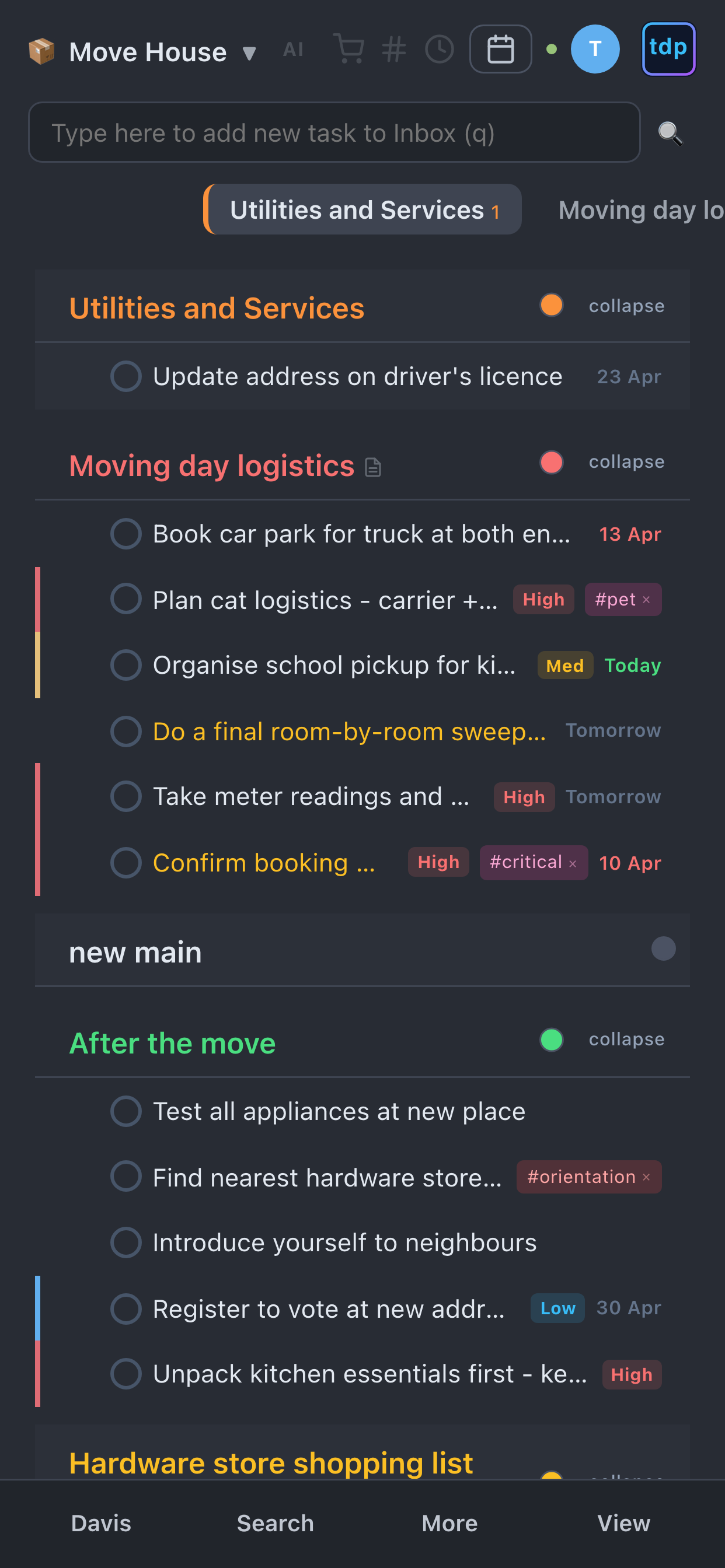 Calendar filtering